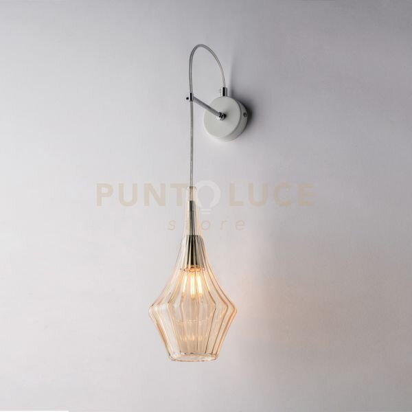 Applique in ferro con vetro ambra pyrex 1 luce zeus