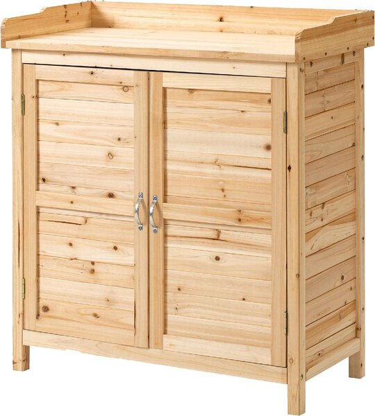 VivaGarden Armadietto da Esterno / Balcone in Legno 2 ante 2 ripiani Dimensioni 83x40x92 cm colore Legno