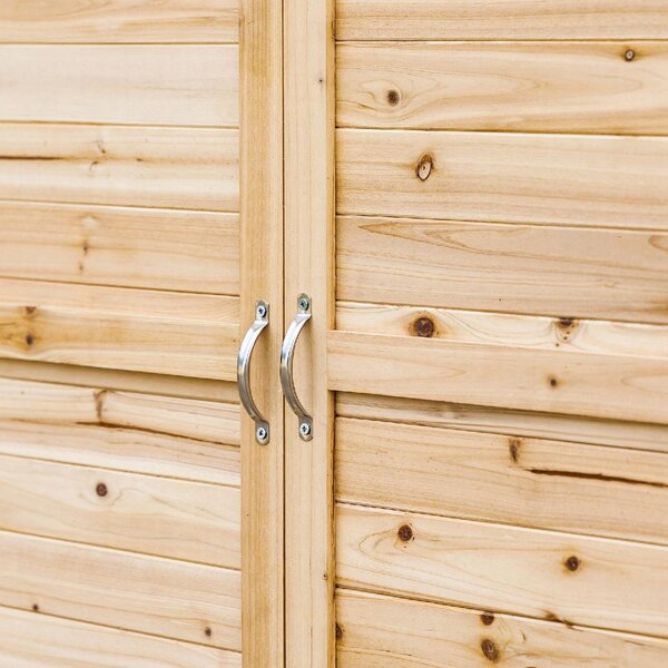 VivaGarden Armadietto da Esterno / Balcone in Legno 2 ante 2 ripiani Dimensioni 83x40x92 cm colore Legno