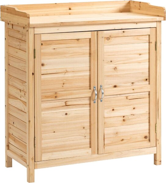 VivaGarden Armadietto da Esterno / Balcone in Legno 2 ante 2 ripiani Dimensioni 83x40x92 cm colore Legno