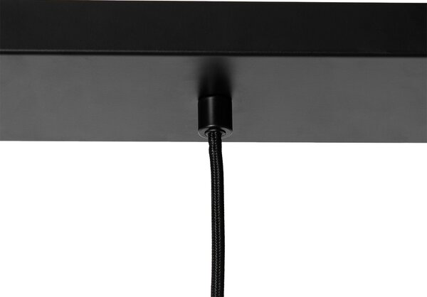 Lampada a sospensione nera con vetro fumé 23 cm oblungo 3 luci - Kevin