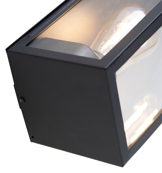 Applique da esterno smart nera con vetro incl. WiFi ST64 - Rotterdam Long