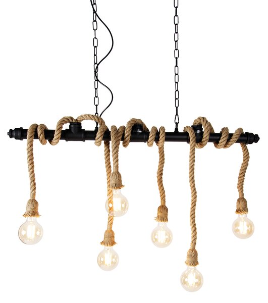 Lampada a sospensione intelligente nera 6 luci incl. Wifi G95 - Plural