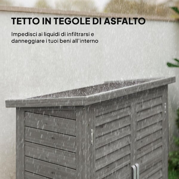 VivaGarden Armadietto da Esterno / Balcone in Legno di Abete 2 Ante 2 Ripiani Dimensioni 87x46.5x96.5 cm colore Grigio