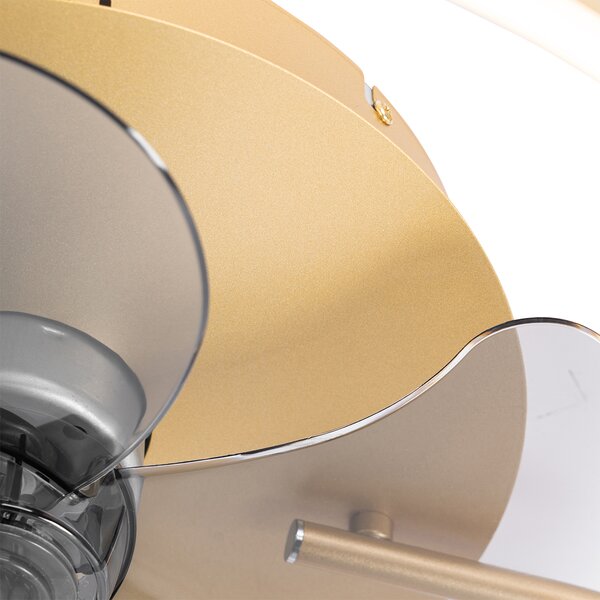 Ventilatore da soffitto ottone 50 cm con LED dimmerabile con telecomando - Maddy