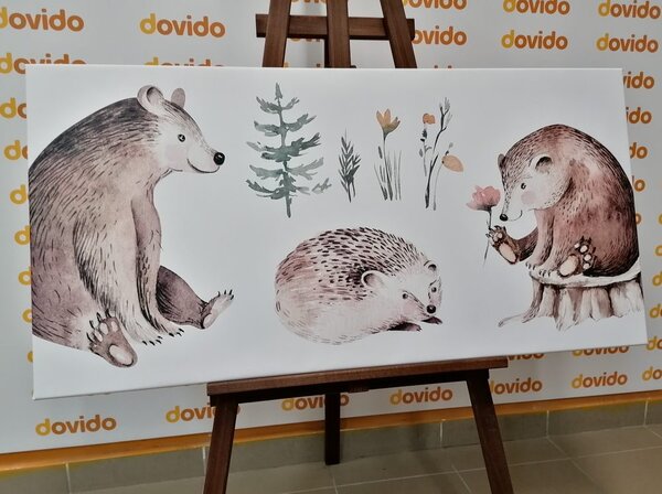 Quadro su tela – Animali nel bosco che si rilassano
