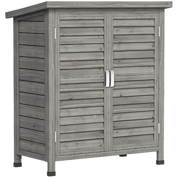 VivaGarden Armadietto da Esterno / Balcone in Legno di Abete 2 Ante 2 Ripiani Dimensioni 87x46.5x96.5 cm colore Grigio