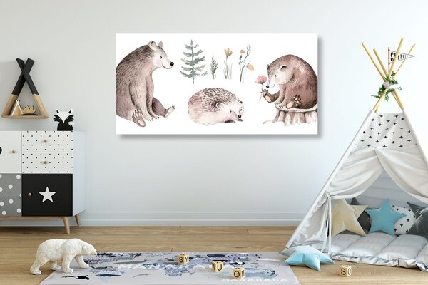 Quadro su tela – Animali nel bosco che si rilassano