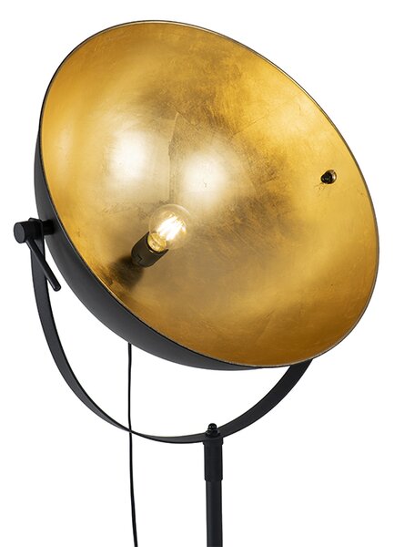 Lampada da terra industriale nera 50 cm con oro regolabile - Magnax