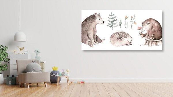 Quadro su tela – Animali nel bosco che si rilassano