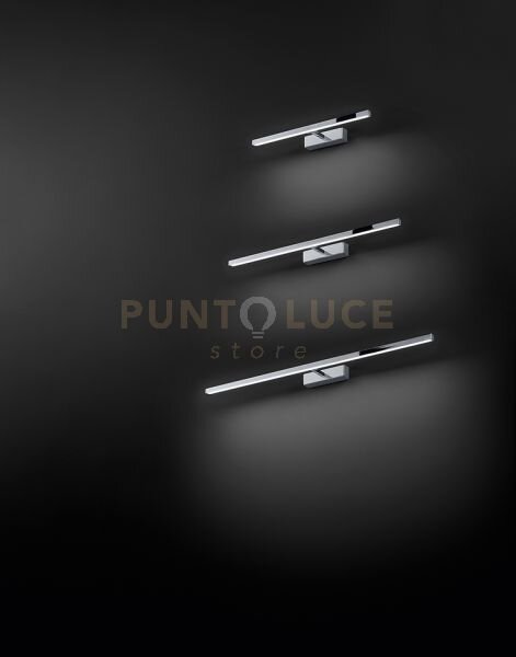 Applique in metallo verniciato cromo lucido riga led 16w cct 3000k 