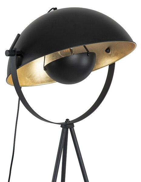Lampada da terra nera con oro 42 cm treppiede regolabile - Magnax