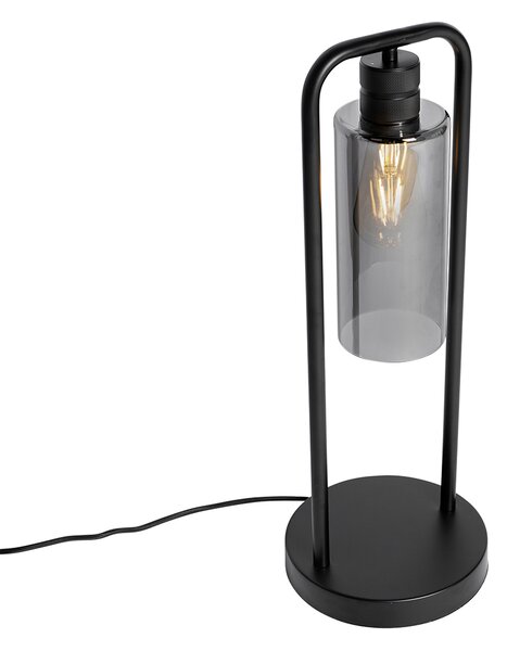 Lampada da tavolo moderna nera con vetro fumé - Stavelot
