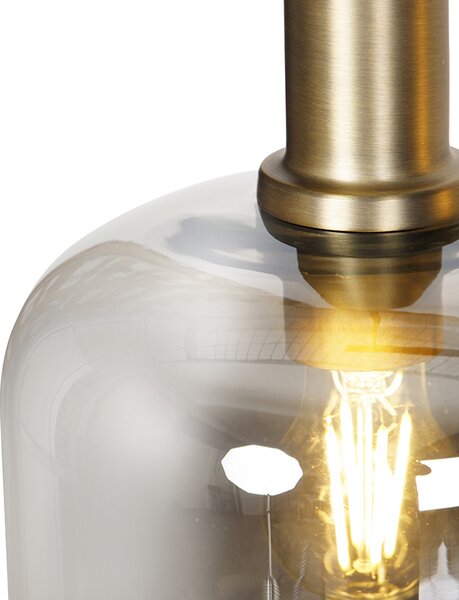Lampada a sospensione intelligente nera con vetro fumé 4 luci incl. Wifi A60 - Zuzanna