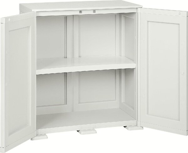 Tontarelli Armadietto da Esterno / Balcone in Plastica Antipioggia 2 ante 1 ripiano Dimensioni 86x43x79 cm colore Panna - Simplex