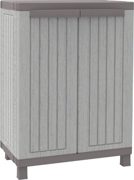 TERRY Armadietto da Esterno / Balcone in Resina Antipioggia 2 ante 1 ripiano Dimensioni 68x39x91,5 cm colore Tortora - Wood