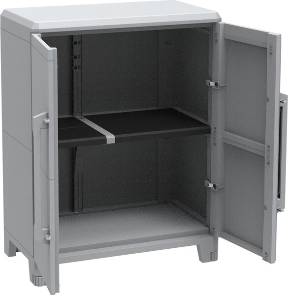 TERRY Armadietto da Esterno / Balcone in Resina Antipioggia 2 ante 1 ripiano Dimensioni 78x43x101 cm colore Grigio - Modular 2