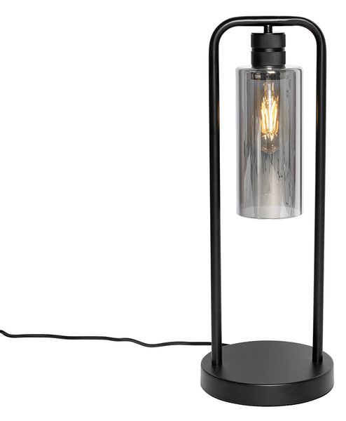Lampada da tavolo moderna nera con vetro fumé - Stavelot
