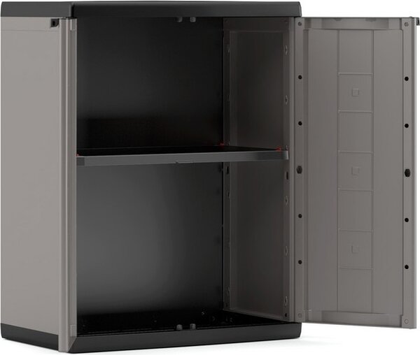 KIS Armadietto da Esterno / Balcone in Resina Antipioggia 2 ante 1 ripiano Dimensioni 68x39x85 cm colore Grigio - Jolly