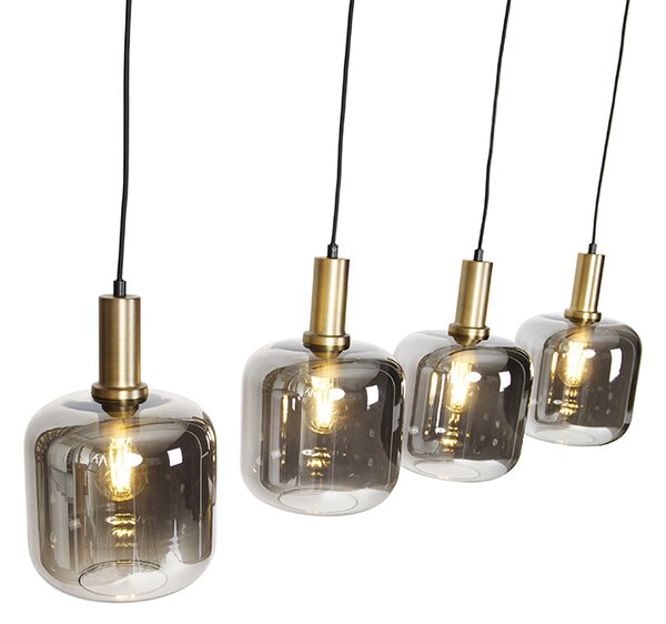 Lampada a sospensione intelligente nera con vetro fumé 4 luci incl. Wifi A60 - Zuzanna