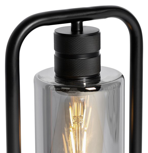 Lampada da tavolo moderna nera con vetro fumé - Stavelot