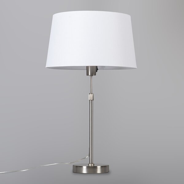 Lampada da tavolo in acciaio con paralume bianco 35 cm regolabile - Parte