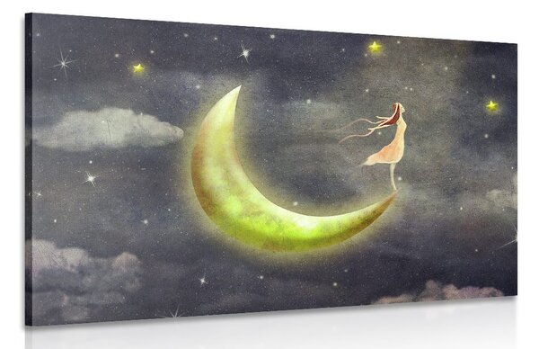 Quadro su tela – Ragazza sulla luna