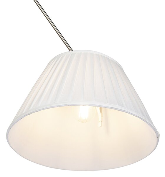 Lampada a sospensione in acciaio con paralume plissettato crema 35 cm - Blitz