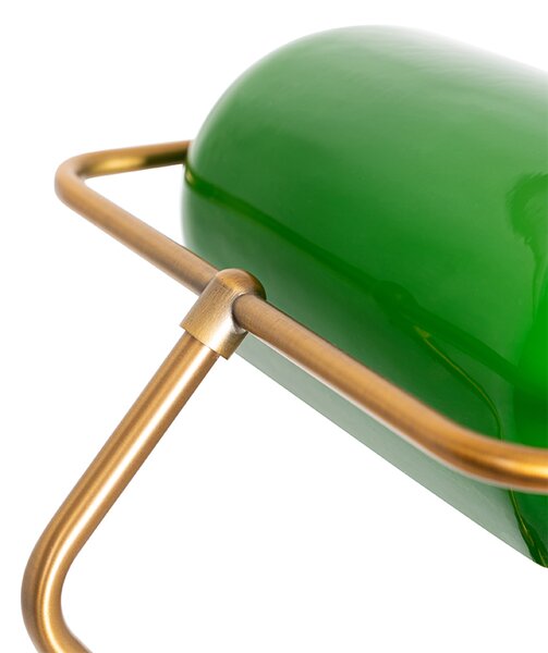 Piantana notarile classica in bronzo con vetro verde - Banker