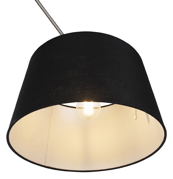 Lampada a sospensione in acciaio con paralume in lino nero 35 cm - Blitz