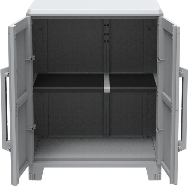 TERRY Armadietto da Esterno / Balcone in Resina Antipioggia 2 ante 1 ripiano Dimensioni 78x43x101 cm colore Grigio - Modular 2