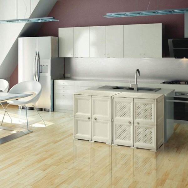 Tontarelli Armadietto da Esterno / Balcone in Resina Antipioggia 2 ante 1 ripiano Dimensioni 79x43x85,5 cm colore Angora - Omnimodus