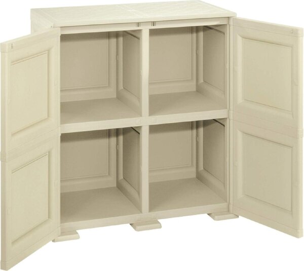 Tontarelli Armadietto da Esterno / Balcone in Resina Antipioggia 2 ante 1 ripiano Dimensioni 79x43x85,5 cm colore Angora - Omnimodus
