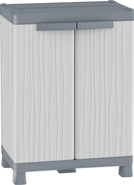 TERRY Armadietto da Esterno / Balcone in Resina Antipioggia 2 ante 2 ripiani Dimensioni 70x44x98 cm colore Grigio - Wave Base