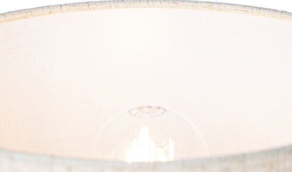 Lampada da tavolo rustica in legno con paralume in lino beige 25 cm - Mels