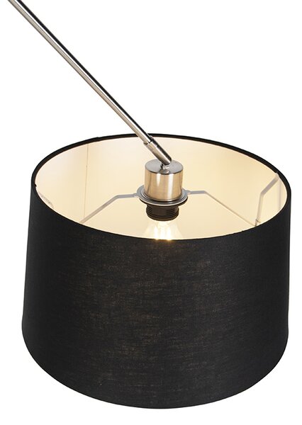 Lampada a sospensione in acciaio con paralume in lino nero 35 cm - Blitz