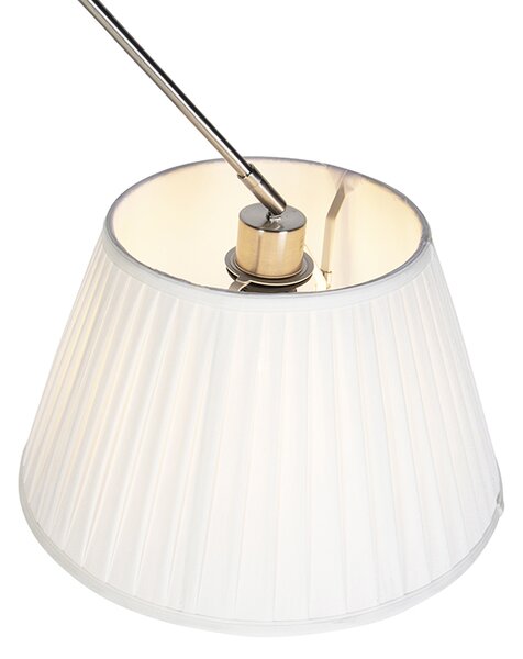 Lampada a sospensione in acciaio con paralume plissettato crema 35 cm - Blitz