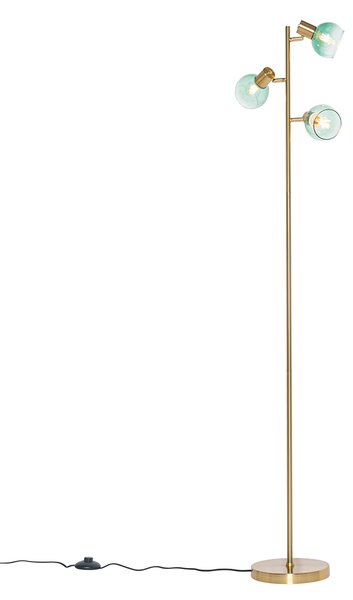 Lampada da terra Art Déco oro con vetro verde 3 luci - VIDRO