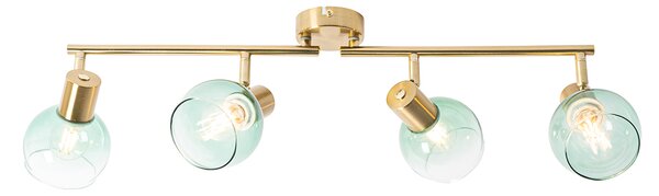 Faretto Art Déco oro con vetro verde 4 luci - VIDRO