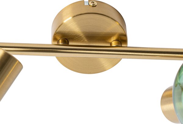Faretto Art Déco oro con vetro verde 2 luci - VIDRO