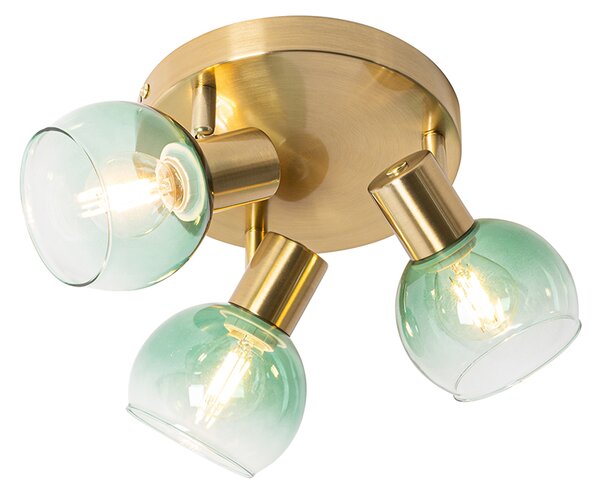 Plafoniera Art Déco oro con vetro verde 3 luci - VIDRO