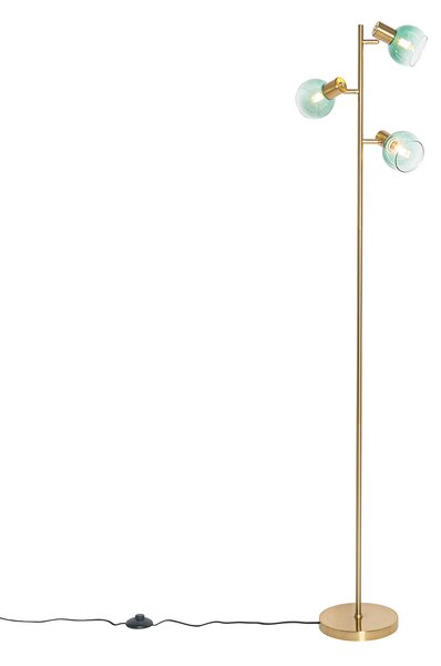 Lampada da terra Art Déco oro con vetro verde 3 luci - VIDRO