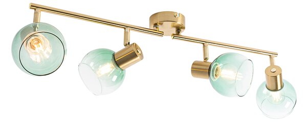 Faretto Art Déco oro con vetro verde 4 luci - VIDRO