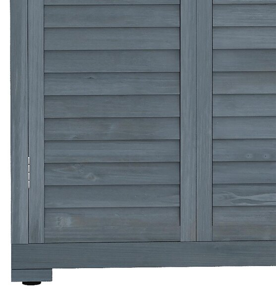 VivaGarden Armadio da Esterno / Balcone Antipioggia in Legno con 2 Porte a Persiana e Ripiani Interni 87x46.5x160 cm colore Grigio