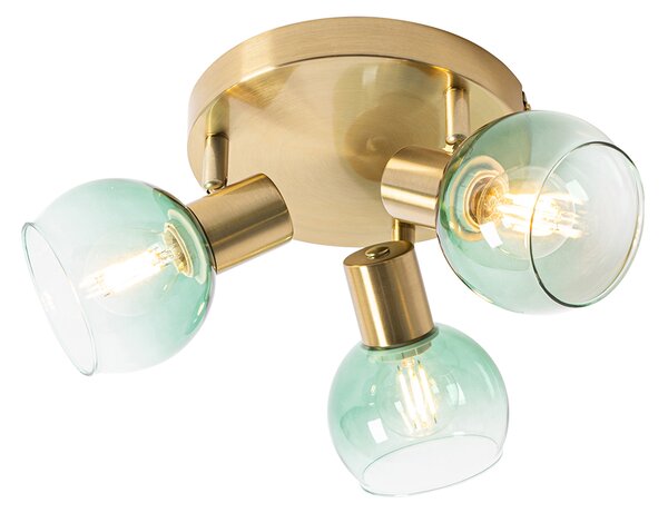 Plafoniera Art Déco oro con vetro verde 3 luci - VIDRO