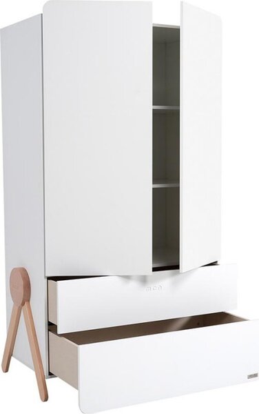 Micuna Armadio cameretta Bambini 2 Ante con 2 Cassetti in MDF colore Bianco - Swing