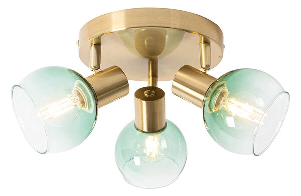 Plafoniera Art Déco oro con vetro verde 3 luci - VIDRO