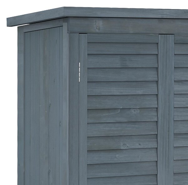 VivaGarden Armadio da Esterno / Balcone Antipioggia in Legno con 2 Porte a Persiana e Ripiani Interni 87x46.5x160 cm colore Grigio