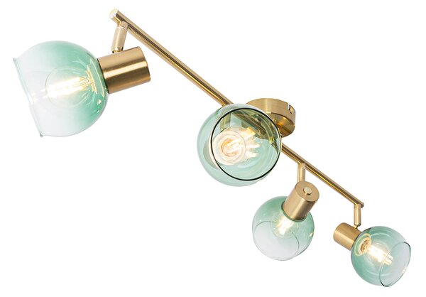 Faretto Art Déco oro con vetro verde 4 luci - VIDRO