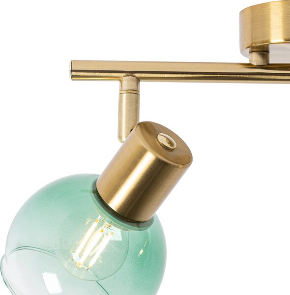 Faretto Art Déco oro con vetro verde 2 luci - VIDRO